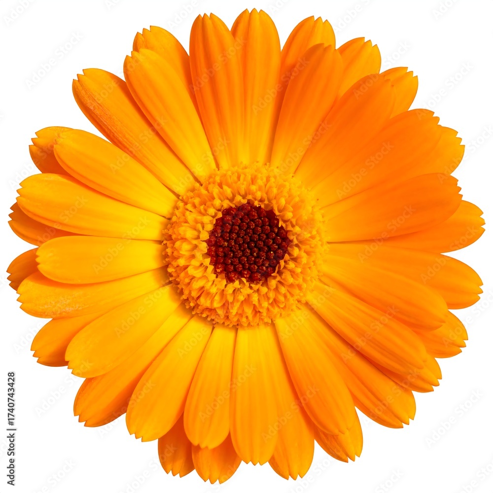 Obraz premium Bright, vibrant bloom with layers of orange petals and a dark center