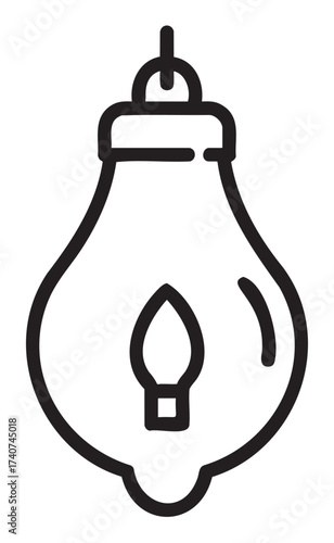 Black outline vector icon of a light bulb with a flame-shaped filament, symbolizing a creative idea or innovative concept.
