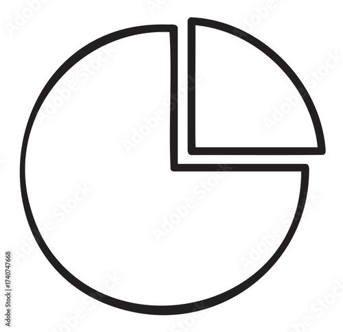 Simple black outline pie chart with three segments, including one distinctively separated smaller segment.