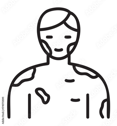 Black outline icon of a person with visible skin patches on their arms and face, indicating a dermatological condition.