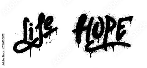 Graffiti street typography with inspirational life and hope message design