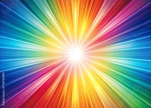 Vibrant rainbow burst of light radiating from a central bright star