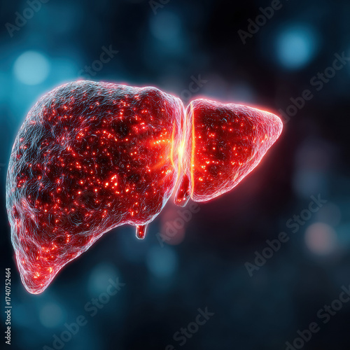 Detailed digital illustration of human liver anatomy highlighting internal structure, function, and biological significance for healthcare, education, and medical research