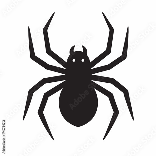 Creepy black spider with horns for Halloween designs now