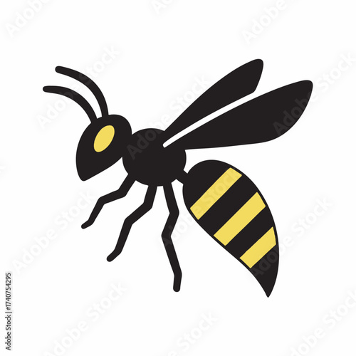 Vibrant wasp illustration with bold yellow and black stripes