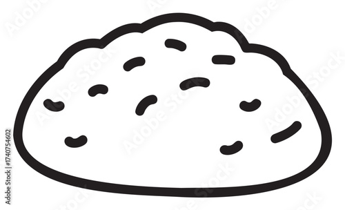 Black outline icon of a simple, round bread roll with dotted texture. minimal illustration for bakery, food, and culinary concepts.