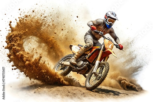 Man is riding a dirt bike