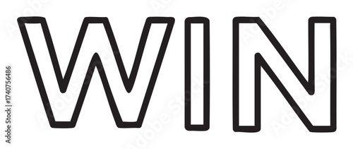Bold black outline of the word "win" in capital letters, showcasing a simple and impactful design.