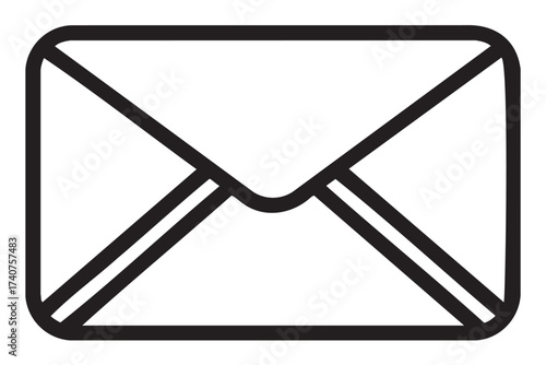 Simple black outline of a closed envelope with a triangular flap design, representing communication and correspondence.