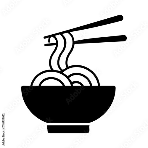 Noodle bowl icon with chopsticks vector