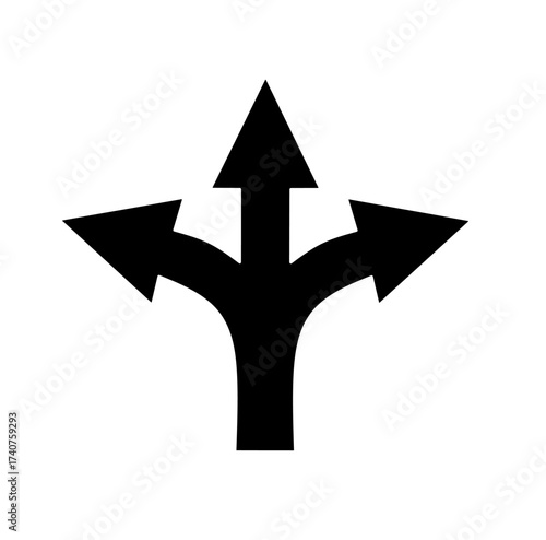 three way arrow vector on white background