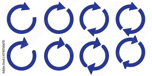 circle arrow icon set. circular arrow icon, refresh, reload arrow icon symbol sign, vector illustratio