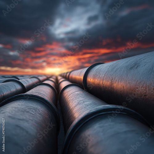 Industrial pipelines for oil transportation, infrastructure development and engineering safety featuring metallic construction, underground systems, and modern technology
