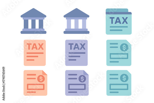 Futuristic neon tax documents and symbols in mystical glow