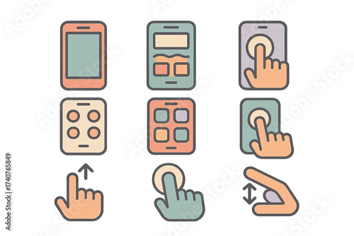Minimalistic smartphone gesture icons for user interface design
