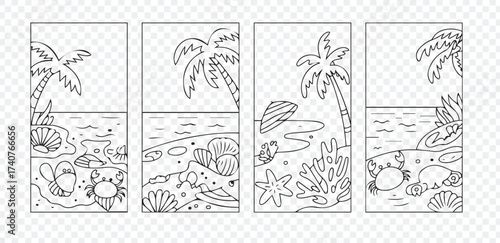 Tropical Beach Scene Coloring Pages