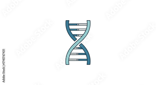 Illustration of a dna strand isolated on white background, representing genetics, heredity, and the building blocks of life, in a simple and clean design