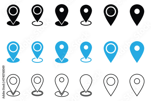 address location pin sign, location map pin icon symbol vector illustration