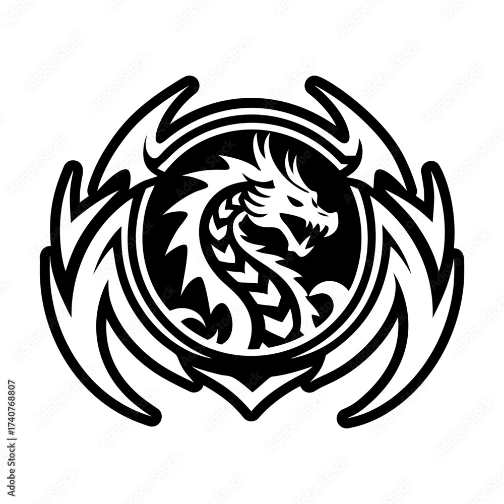Obraz premium Collection of Glyph Style Dragon Logos