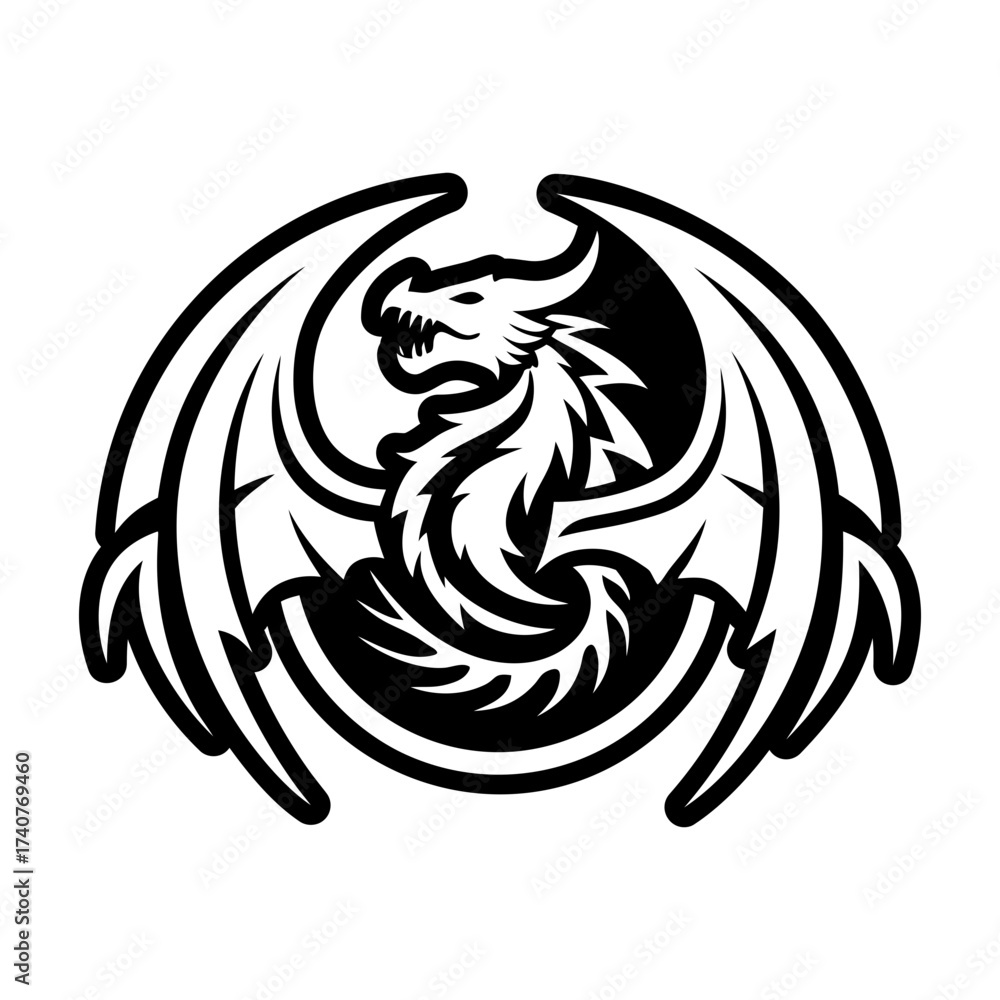 Fototapeta premium Collection of Glyph Style Dragon Logos