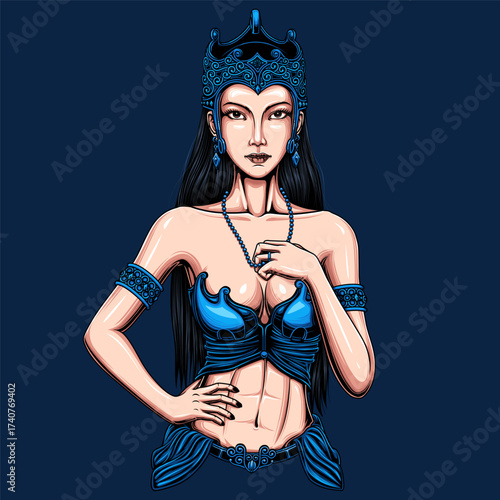 illustration of a Javanese girl blushing