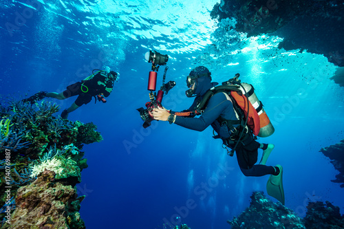 Wallpaper Mural underwater photographer in the crystal clear water of the Red Sea Torontodigital.ca