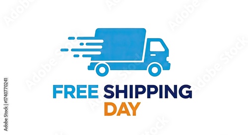 Free shipping day truck icon isolated on white background