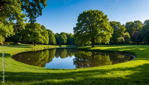 Fototapeta Naklejka Na Ścianę i Meble -  Serene parkland pond scene