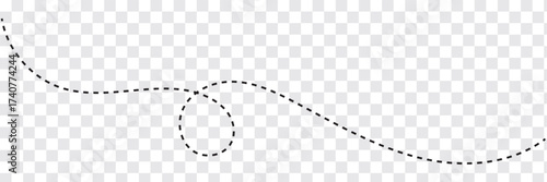 dashed hand drawn squiggle loopy line vector icon, ideal for decorative borders or accents, isolated on transparent background for flexible design use.