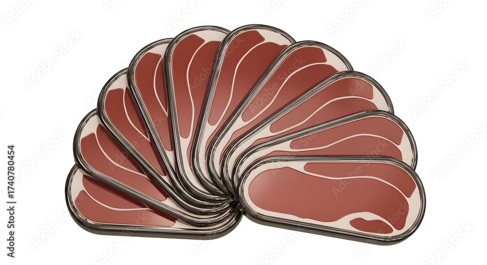 Obraz premium Raw Beef Steak Slices on Metal Platter Fresh Meat for Cooking or Deli