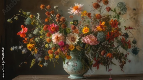 Wallpaper Mural Vibrant Floral Still Life - A Colorful Bouquet in a Vase. Torontodigital.ca