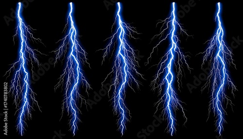 Series of stylized lightning bolts