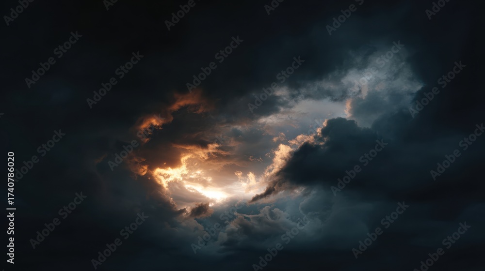 Obraz premium growth through failure style. Mysterious clouds illuminated by a hidden light source.