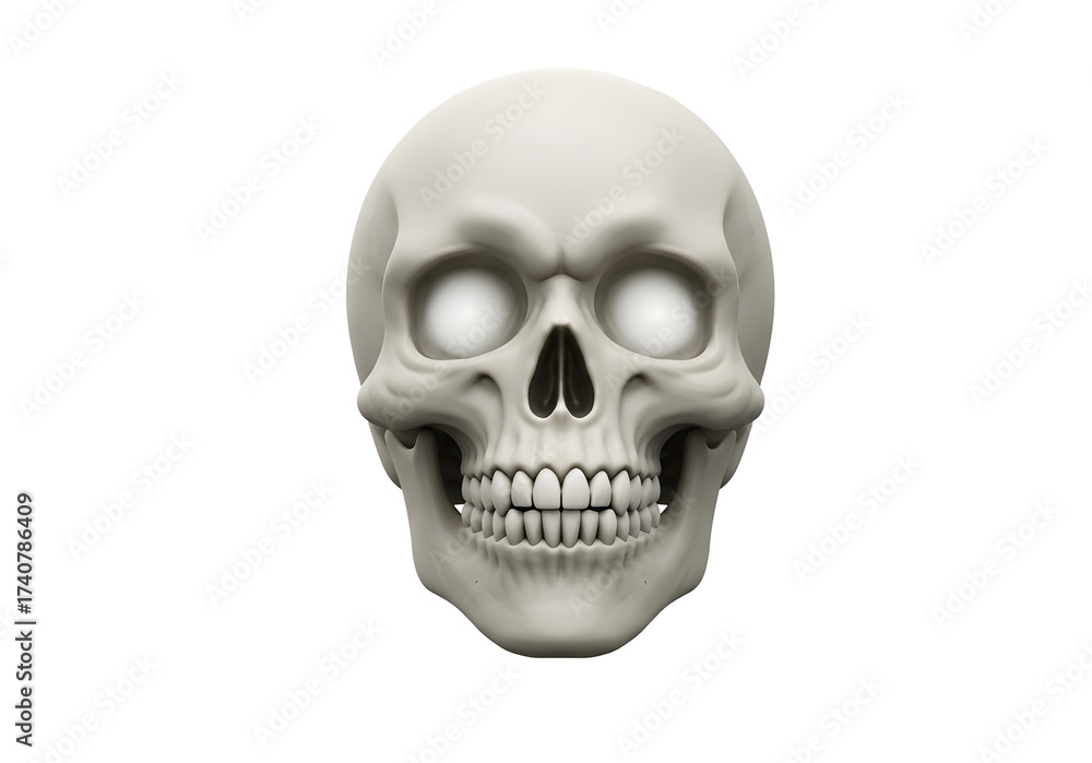 Fototapeta premium 3d Realistic human skull isolated on transparent background. Perfect spooky Halloween for decorations, digital art, posters, and creepy horror designs.