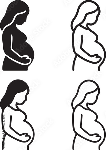 Pregnancy icon set, expecting mother icons, baby care symbols, maternity vector design, pregnancy icon collection, modern pregnancy icons, isolated pregnancy icon set