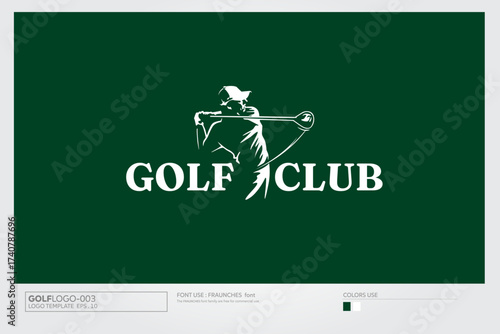 Golf Club Vector Logo Template. Simple logo illustration with a man golf player.
