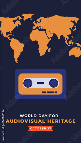 World day for audiovisual heritage flyer illustration