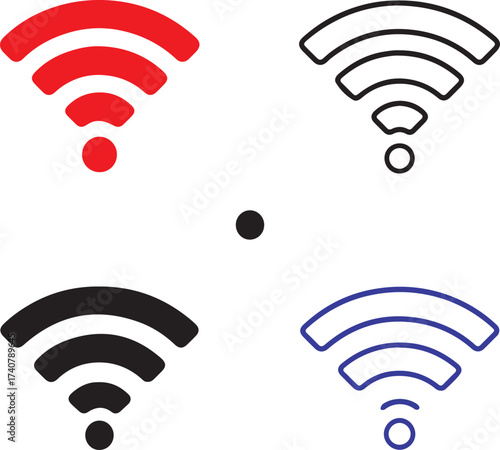 WiFi icon set, wireless internet icons, connectivity symbols, network design, minimal WiFi vector, modern WiFi icons, isolated WiFi collection