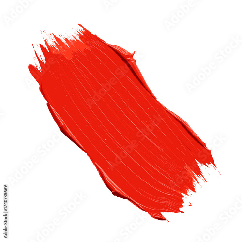 Red paint stroke on white background in artistic style  