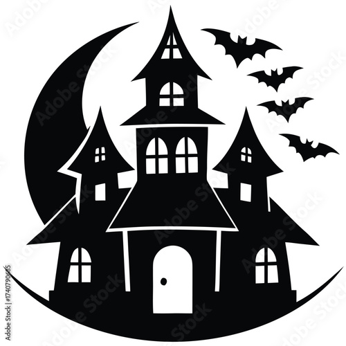 haunted house vector icon on white background