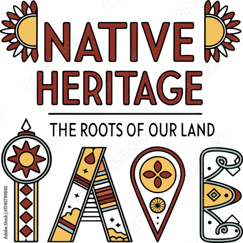 Native Haritage Typography Vector Illustration