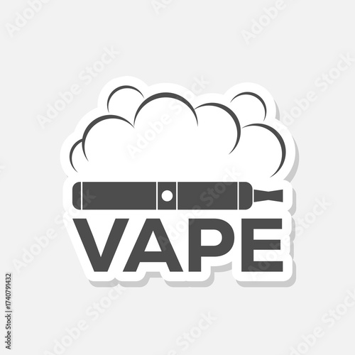 Vape pen equipment for smoking icon sticker isolated on gray background