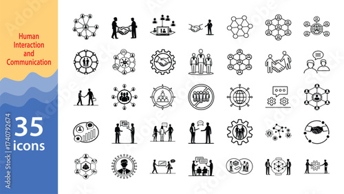 Silhouette Vector Icons of Human Interaction and Communication