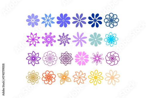 set of abstract floral elements