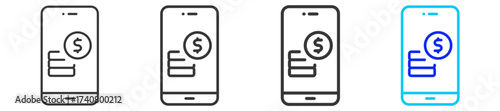 Digital Coins icon set collection in creative outline style for business featuring multiple thickness variations suitable for profit finance money management accounting and investment growth