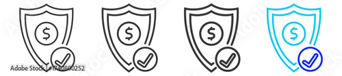 Fund Safety icon set collection in creative outline style for business featuring multiple thickness variations suitable for profit finance money management accounting and investment growth
