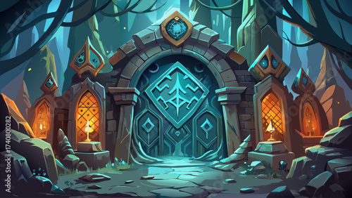 
Close-up of Moria dwarven gate carvings, glowing runes, surreal stone textures, fantasy aura, dreamlike atmosphere, epic underground architecture, mystical artwork, legendary design, enchanted close-