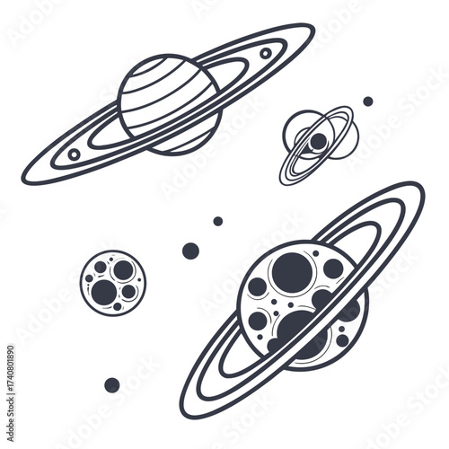 Illustration of planets and stars in space vector illustration of space with planets, stars and comets in doodle style