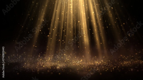 Experience the magic with golden light rays and shimmering particles, perfect for elegant designs, holiday themes, and creating a festive atmosphere