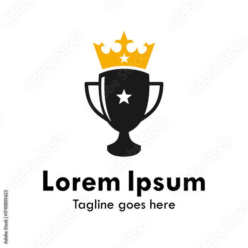 Royal trophy logo featuring a golden crown. A symbol of victory, luxury, and being the best. Ideal for sports, gaming competitions, or any brand representing premium success.